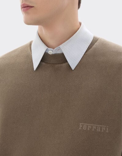 Ferrari 法拉利徽标棉质圆领卫衣 Khaki Green 50338f