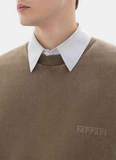 Ferrari 法拉利徽标棉质圆领卫衣 Khaki Green 50338f