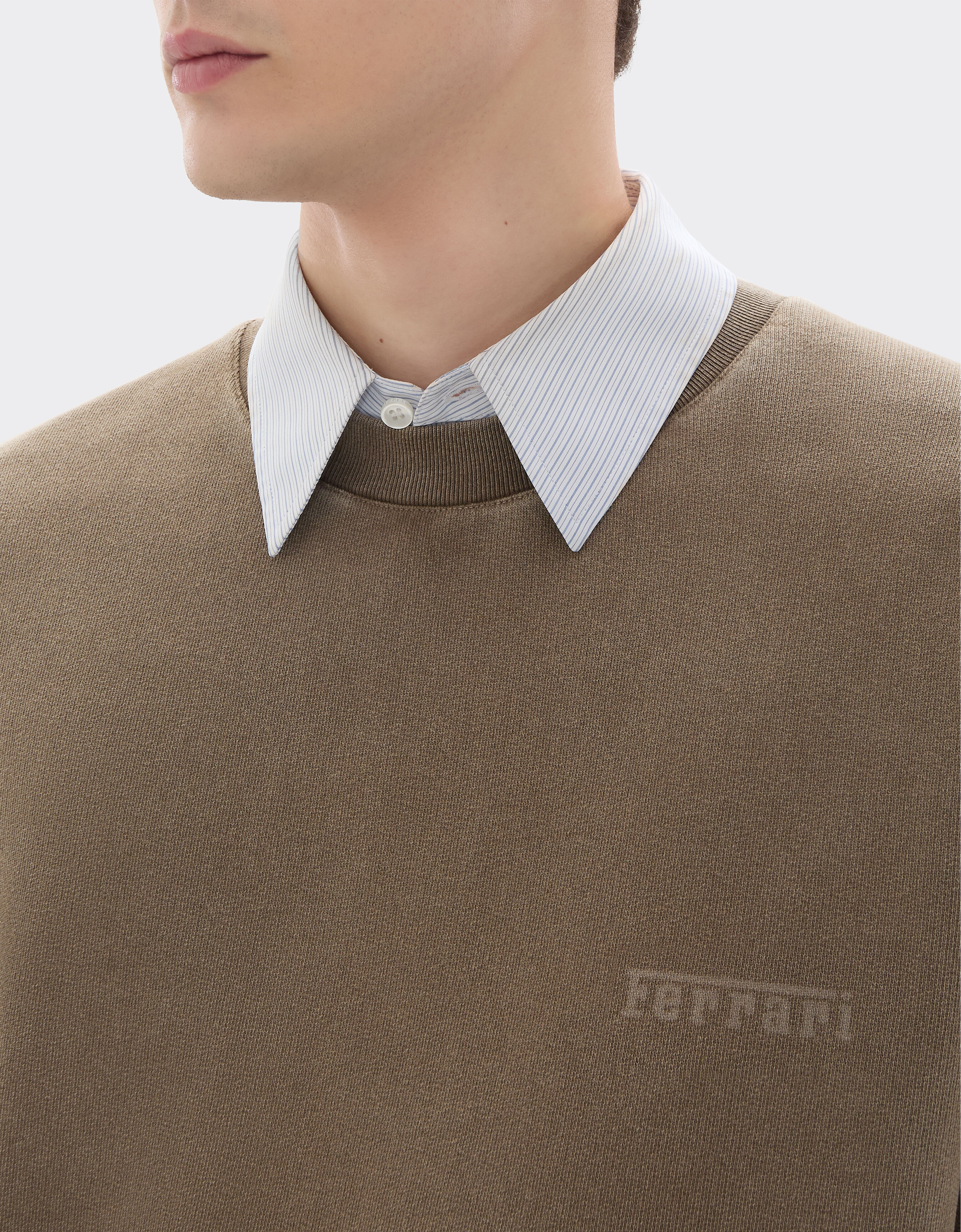 Ferrari 法拉利徽标棉质圆领卫衣 Khaki Green 50338f