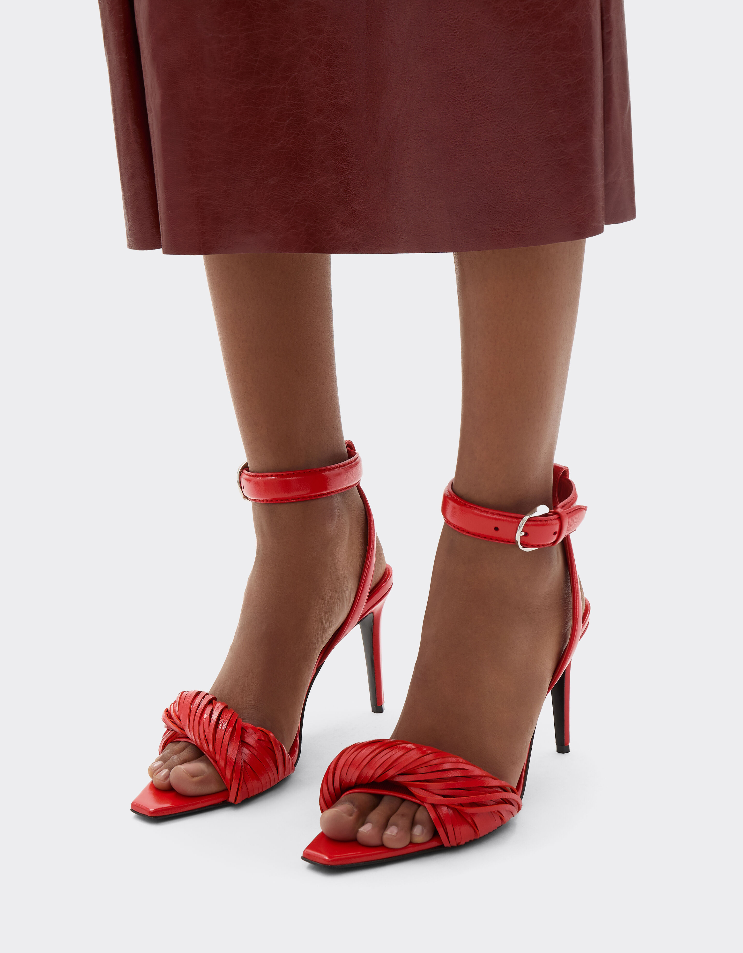 Ferrari 高跟纳帕皮凉鞋 Rosso Magma 51647f