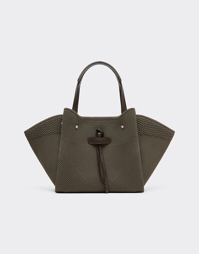 Ferrari 小号法拉利针织与皮革托特包 Khaki Green 50416f