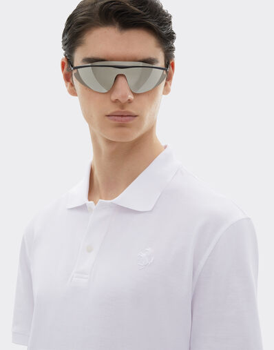 Ferrari Organic cotton piqué polo shirt with Prancing Horse White CJMPO0014JCO0053f