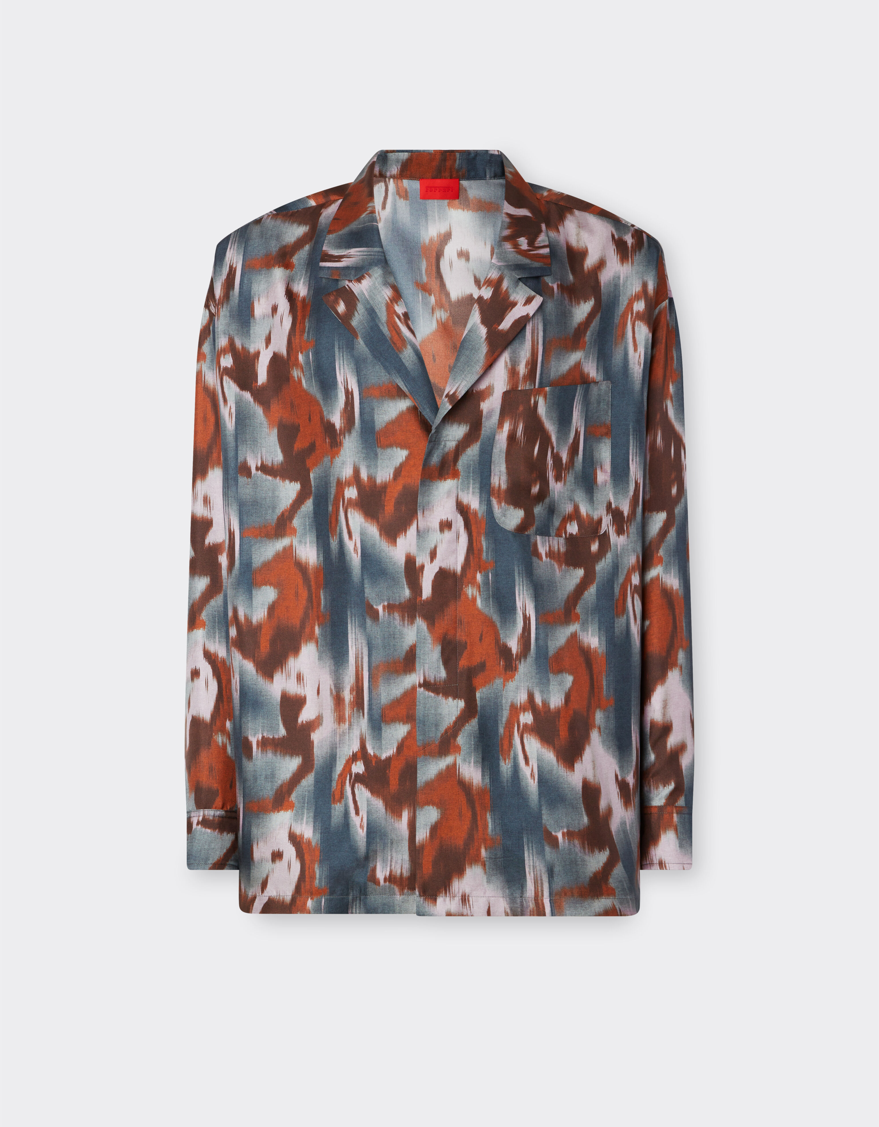 Ferrari Cavallino Ikat 印花真丝衬衫 孔雀蓝 22618f