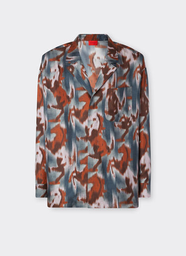 Cavallino Ikat 印花真丝衬衫 Ferrari Cavallino Ikat 印花真丝衬衫 孔雀蓝 22618f