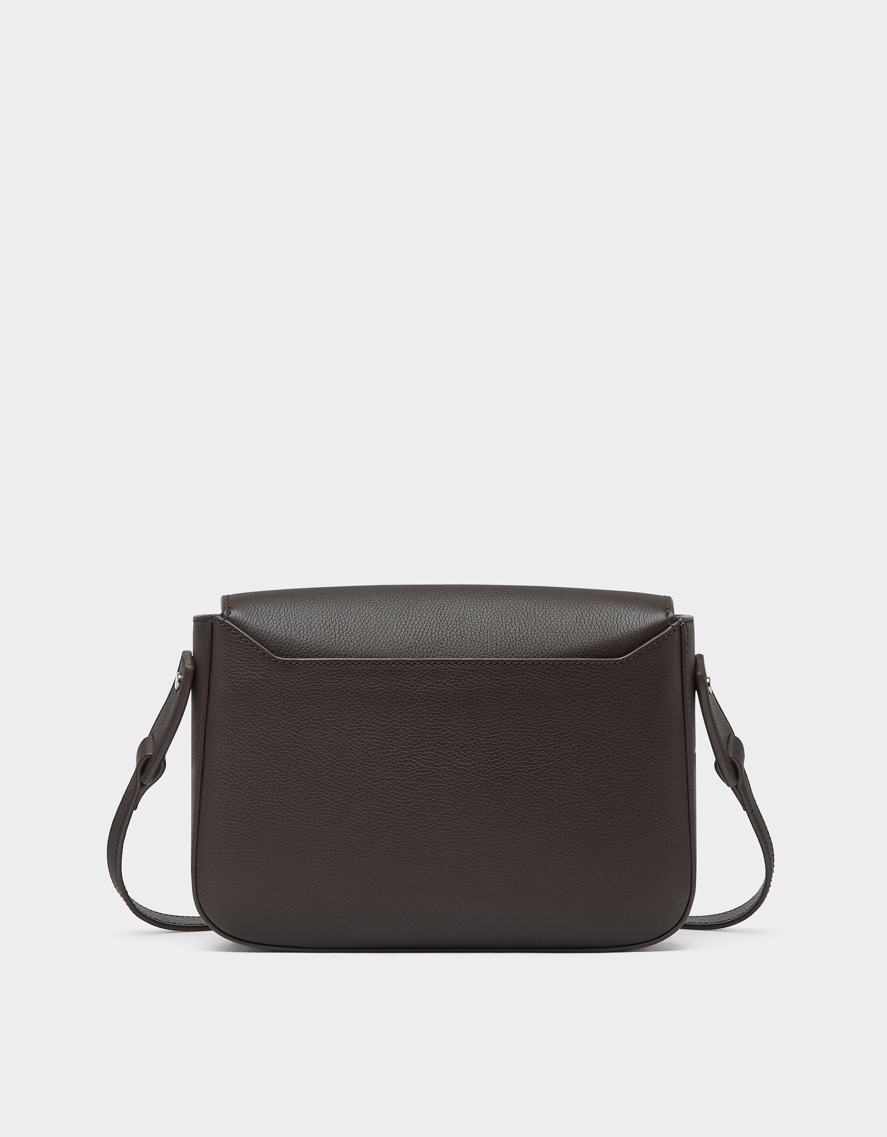 Ferrari Messenger bag in grenade leather Marrone Scuro 50583f