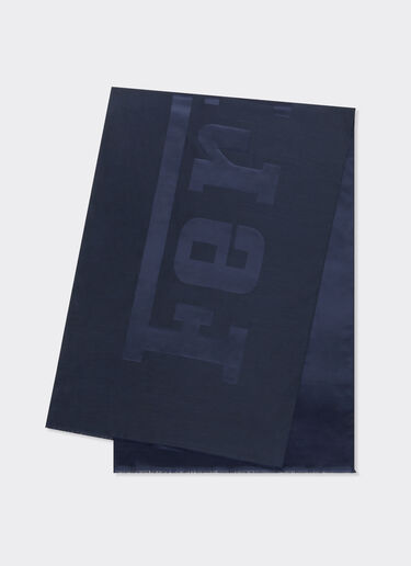 Wool and silk scarf with Ferrari logo Ferrari Wool and silk scarf with Ferrari logo Navy 22718f