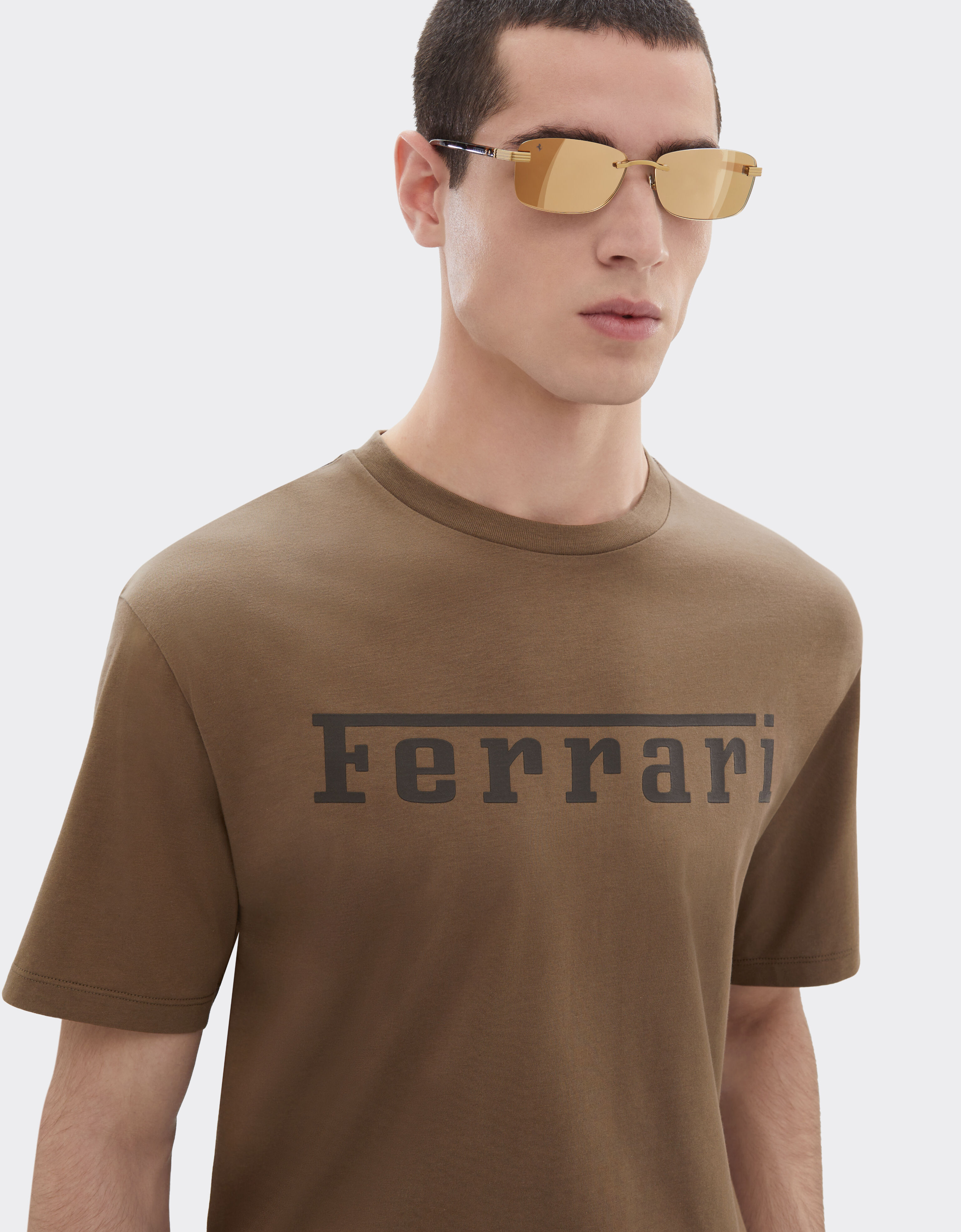 Cotton T-shirt with Ferrari logo Ferrari Cotton T-shirt with Ferrari logo Mahogany 51037f