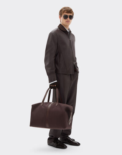Ferrari Q-Cycle® jacquard duffle bag with Cavallino pattern Mahogany 49135f