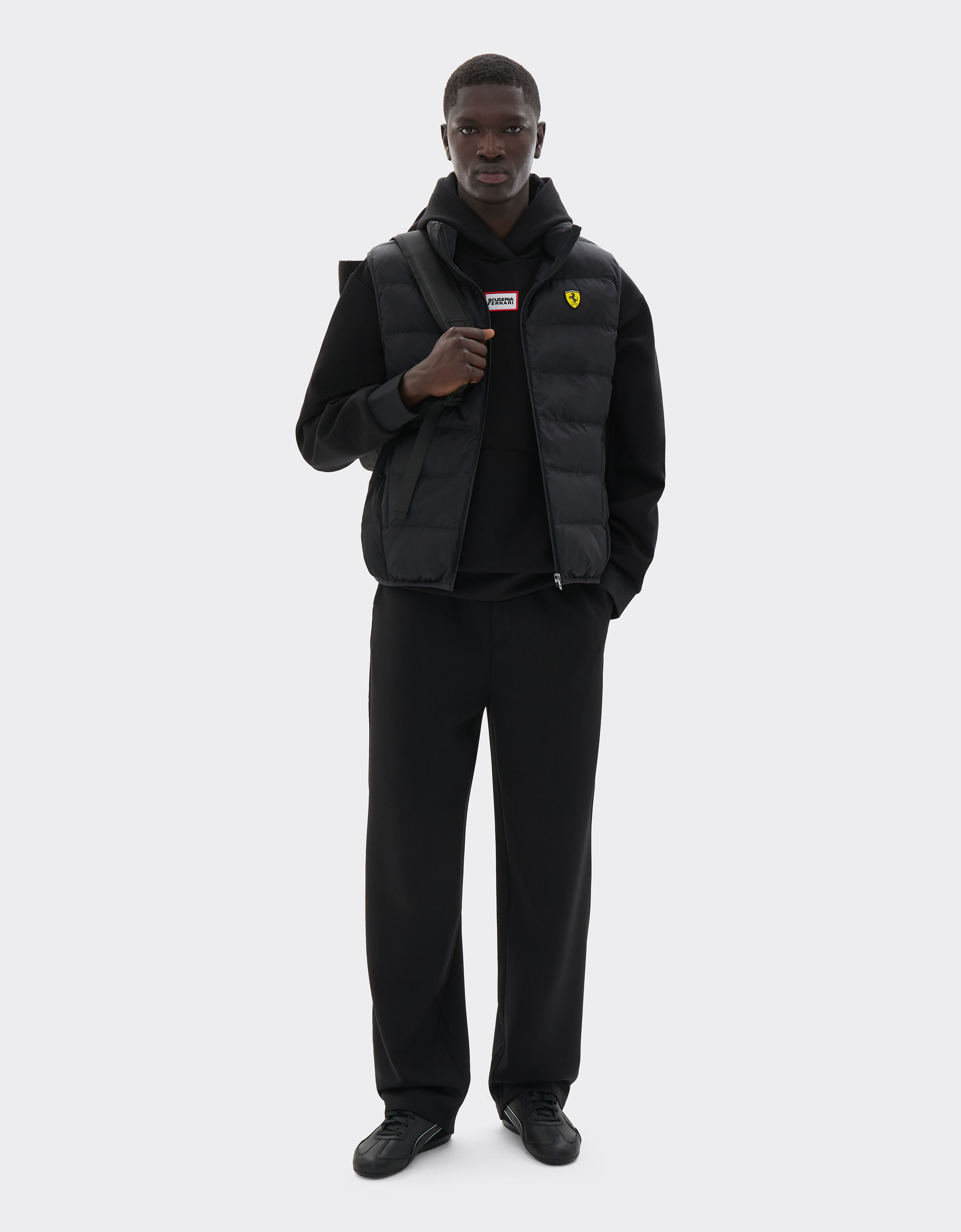 Quilted nylon vest with Ferrari Scudetto Nero SWMVT0001WNY0003f