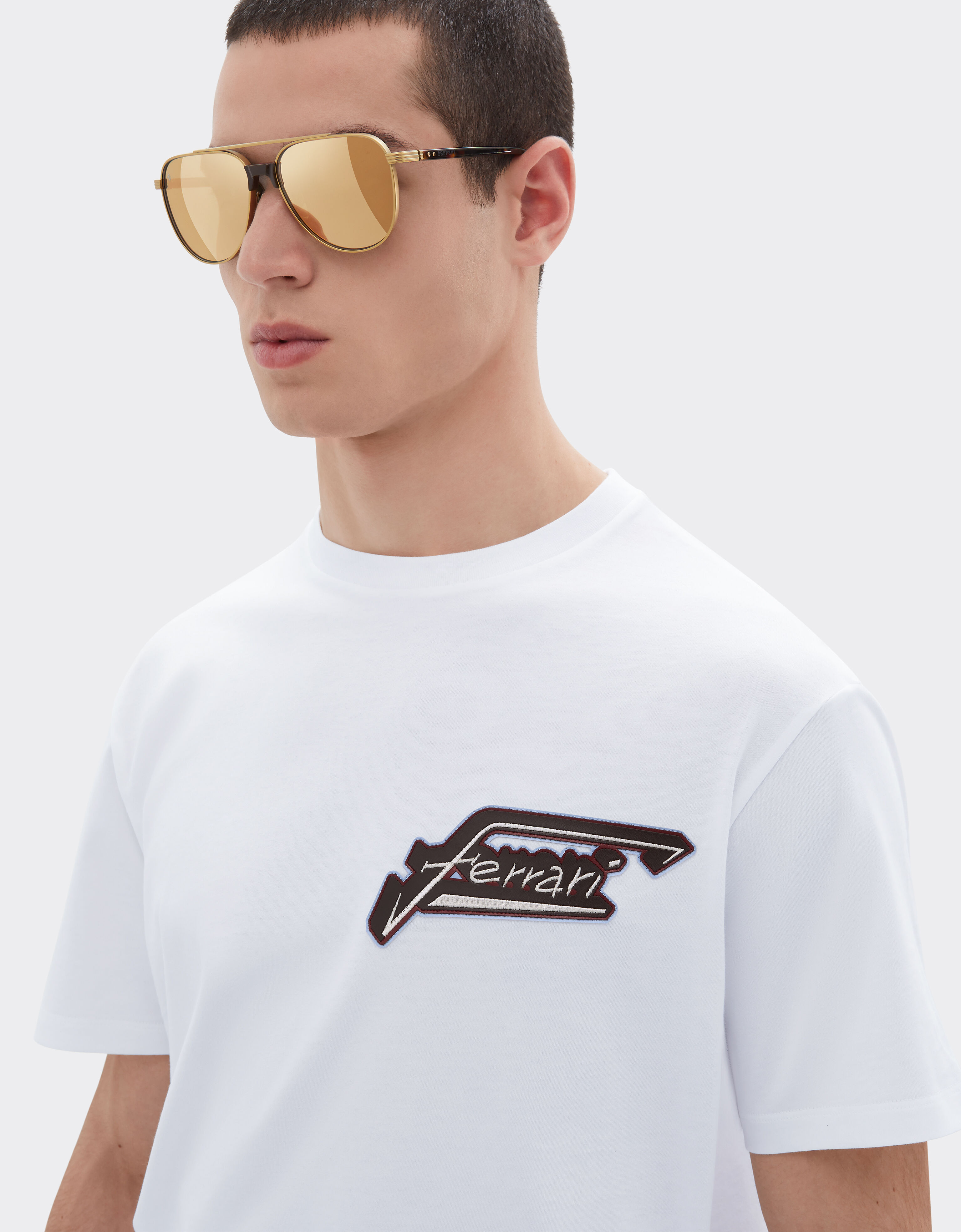 Ferrari 法拉利拼饰棉质 T 恤 Optical White 50825f