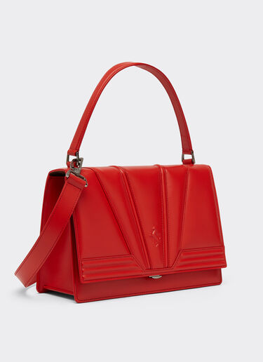 Ferrari 法拉利 GT Bag 3D 图案顶部手柄皮革手袋 Rosso Dino 红色 20324f