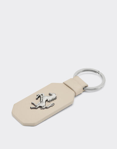 Ferrari Leather keychain with prancing horse Chalk 49222f