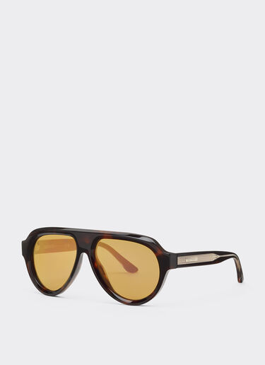 Ferrari 法拉利金色镜面棕色镜片玳瑁棕色醋酸纤维太阳镜 Tortoiseshell LA0EWf