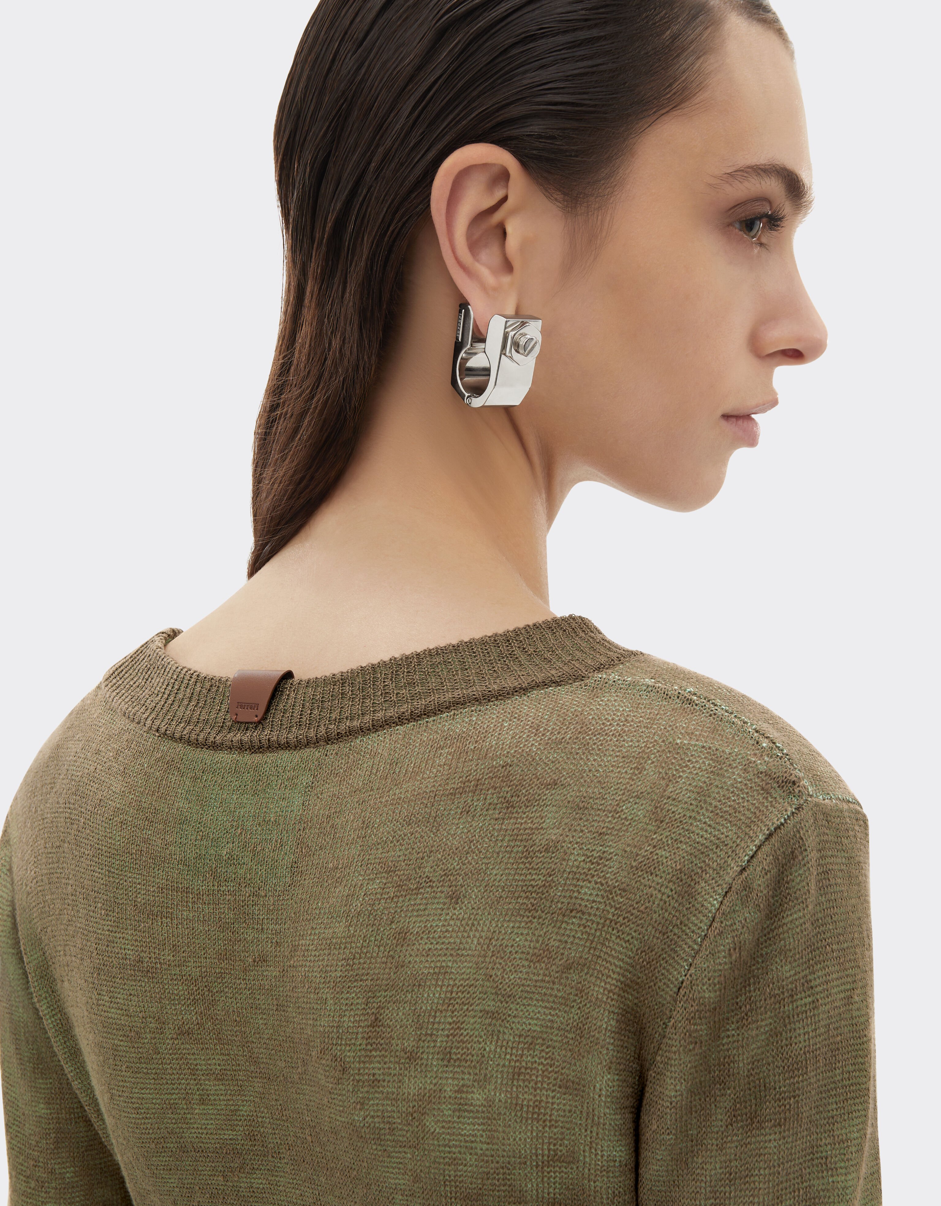 Ferrari 亚麻、羊绒和真丝高领套衫 Khaki Green 50820f