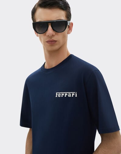 Ferrari 法拉利徽标棉质 T 恤 海军蓝 21163f