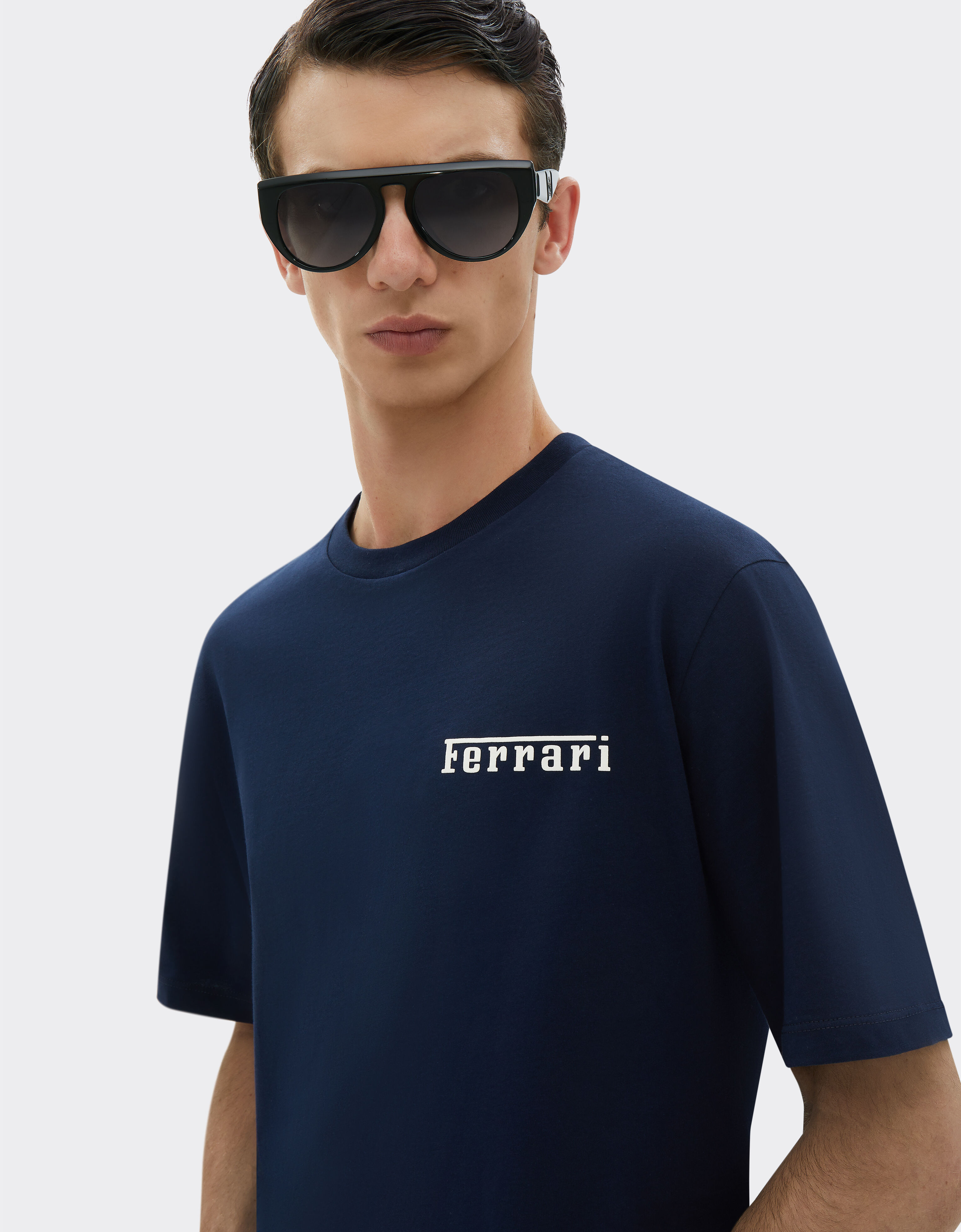Ferrari 法拉利徽标棉质 T 恤 海军蓝 21163f