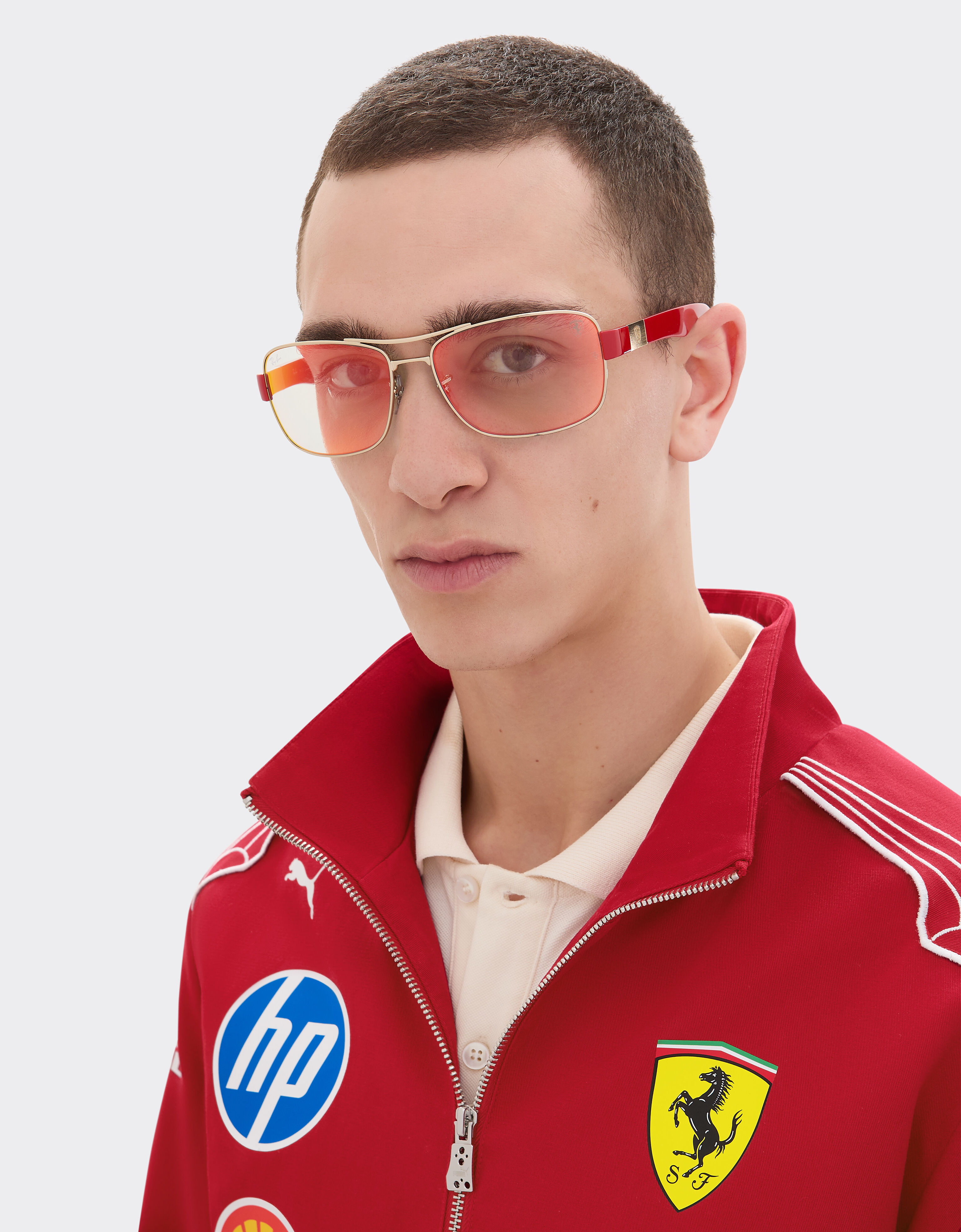 Ferrari 雷朋与法拉利车队合作款 RB3763M 红色/黄色镜面棕色镜片银色金属与红色塑料太阳镜 银色 LA01Ef