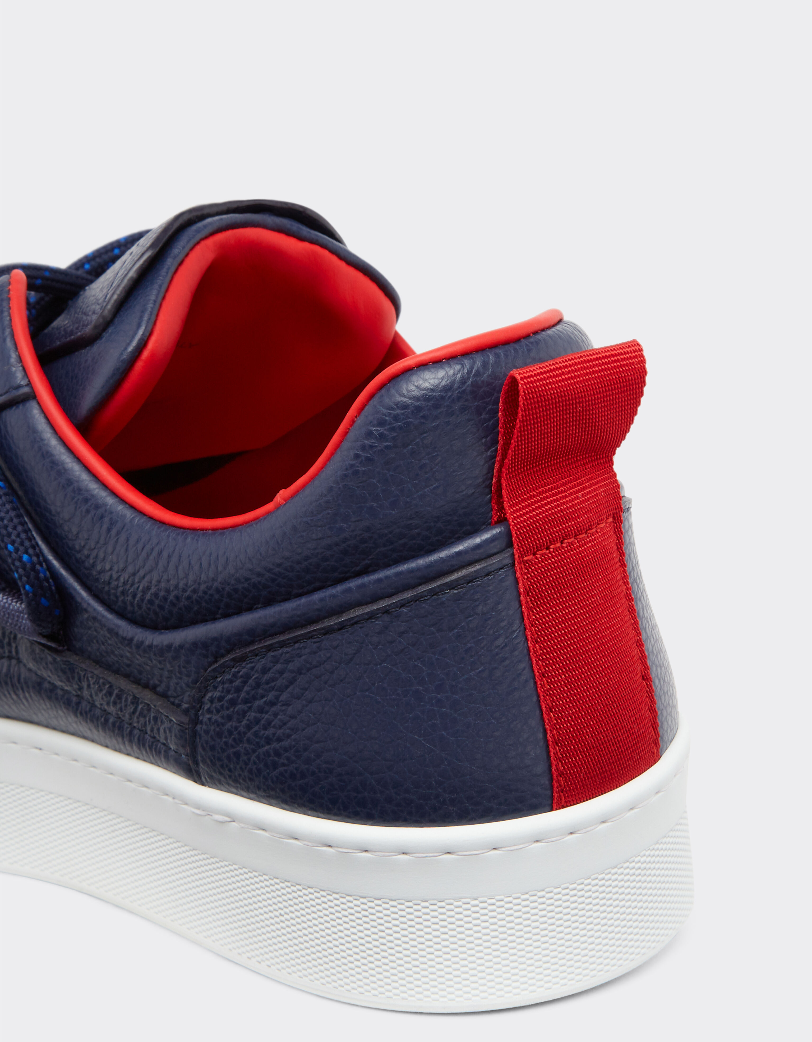 Ferrari 摔花皮革运动鞋 Navy 22067f