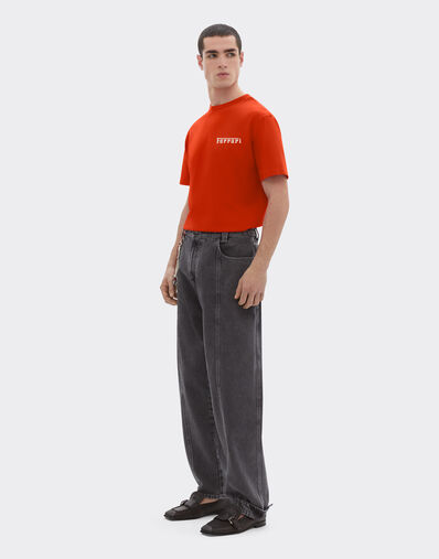 Ferrari Cotton T-shirt with Ferrari logo Rosso Corsa 51044f
