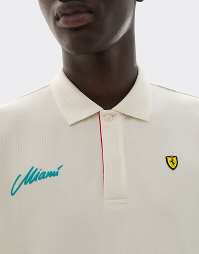Ferrari Scuderia Ferrari Miami 2026 Polo Shirt Avorio SJMPO0019JCO0039f