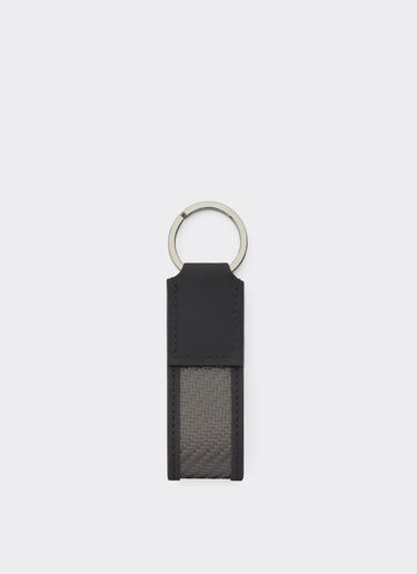 Leather and carbon fiber keychain Ferrari Leather and carbon fiber keychain Black 20629f