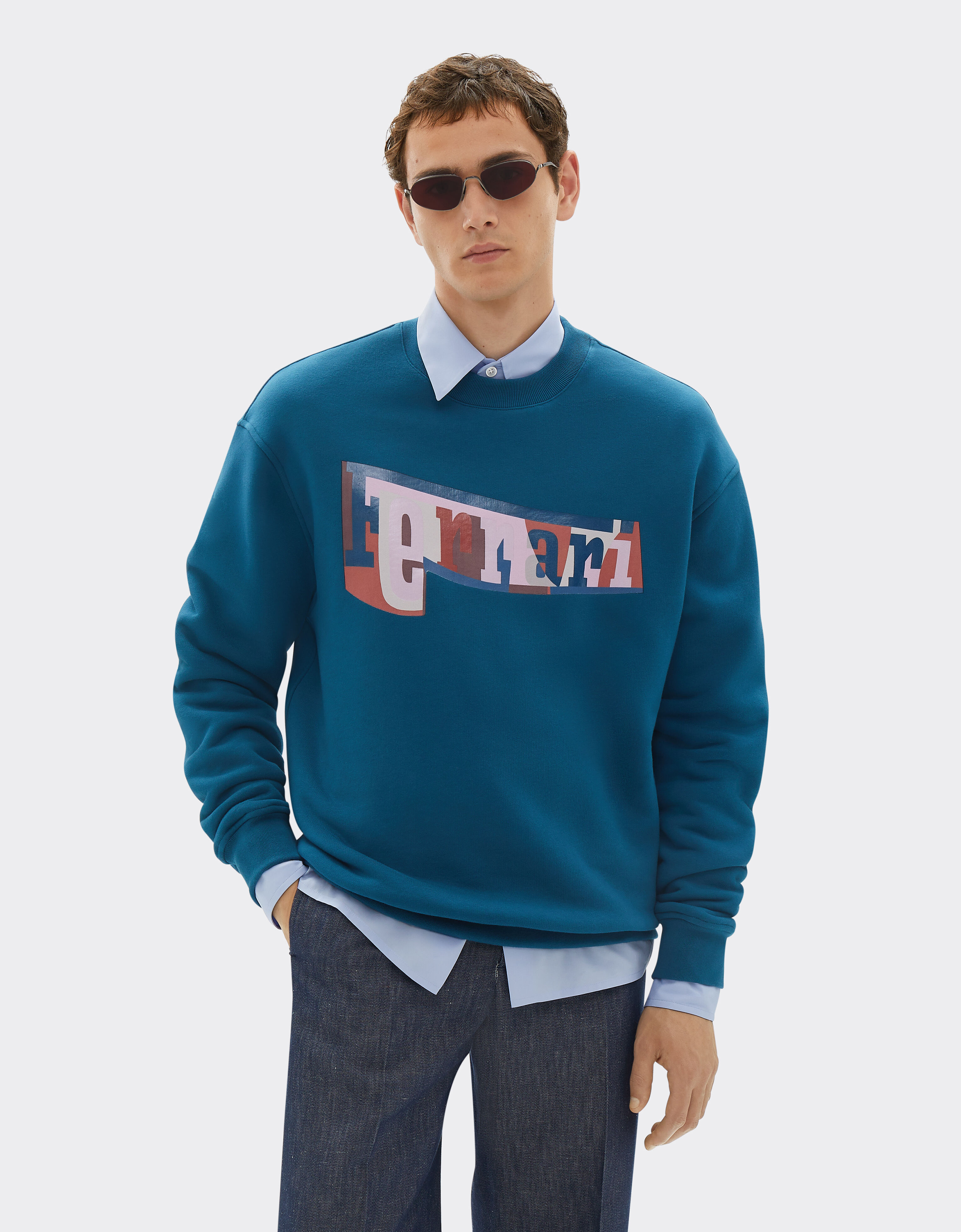 Ferrari Sweatshirt with color block logo print Peacock 49278f