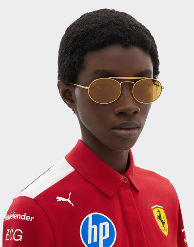 Ferrari 雷朋与法拉利车队联名款 RB3775M 浅棕色镜面金色镜片金色金属太阳镜 金色 LA0EDf