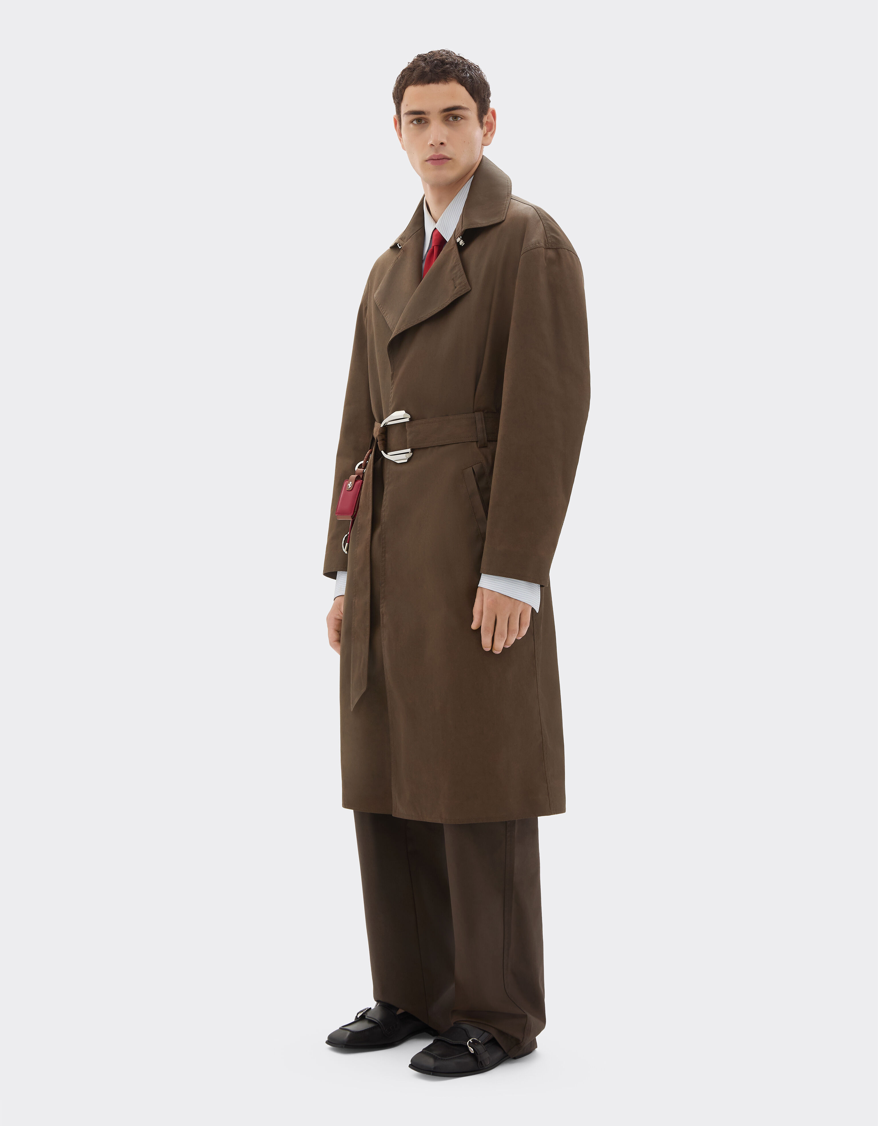 Vintage-effect technical gabardine trench coat Ferrari Vintage-effect technical gabardine trench coat Khaki Green 49923f
