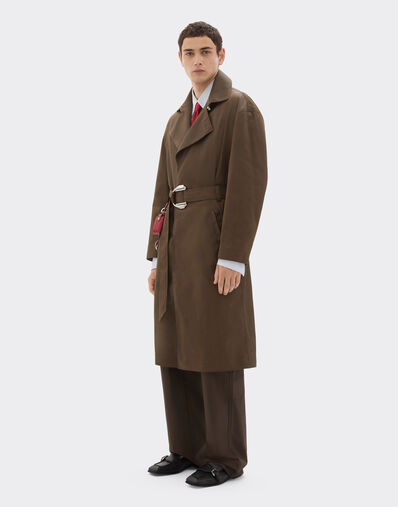 Ferrari Vintage-effect technical gabardine trench coat Khaki Green 49923f