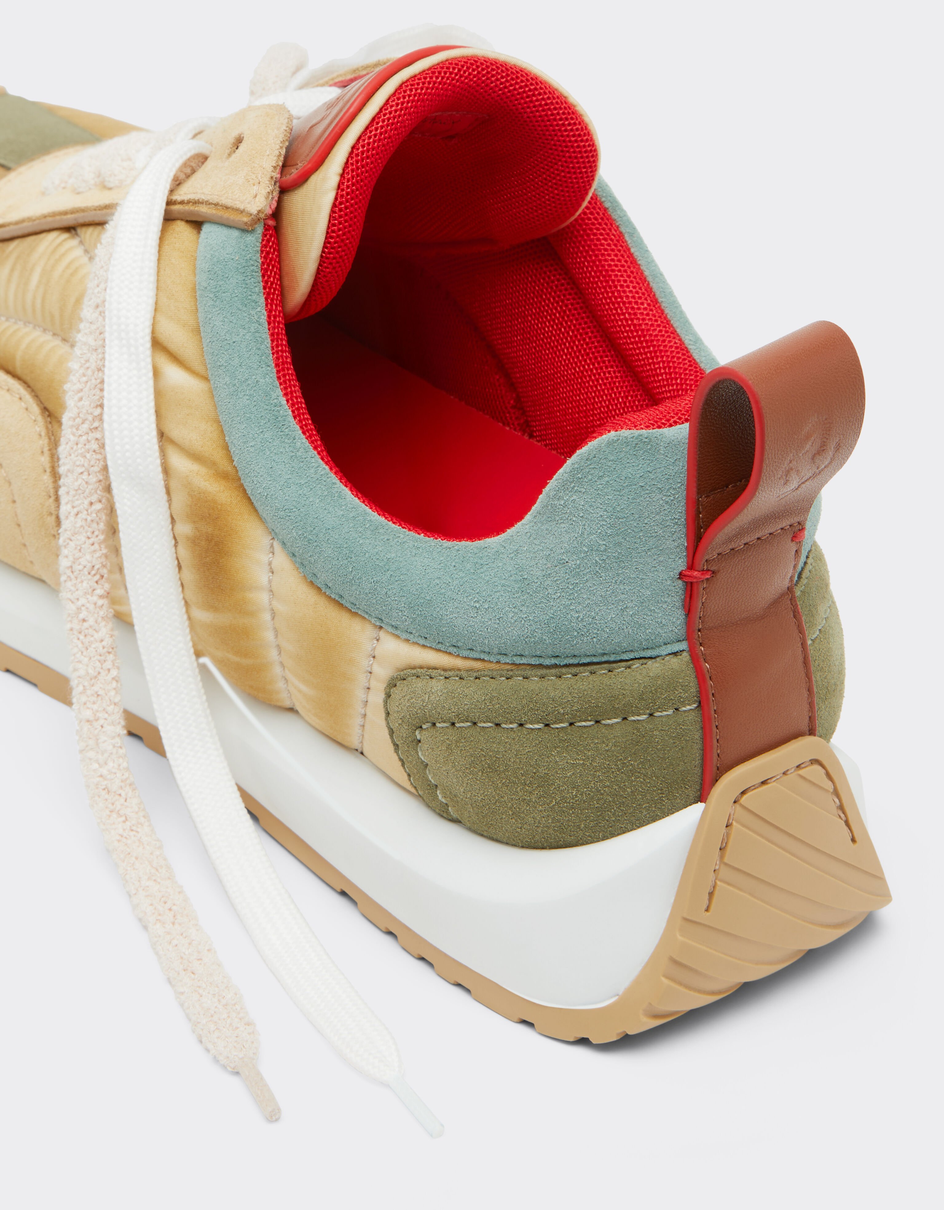 Ferrari 绒面革、纳帕皮革和尼龙训练鞋 Granite Green 50763f