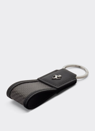 Leather and carbon fiber keychain Ferrari Leather and carbon fiber keychain Black 20629f