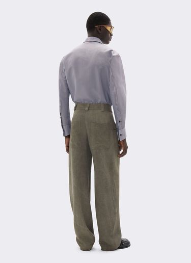 Chemise en barré mélangé soie avec broderie Ferrari Chemise en barré mélangé soie avec broderie Powder Blue CWMSH0021WPL0012f