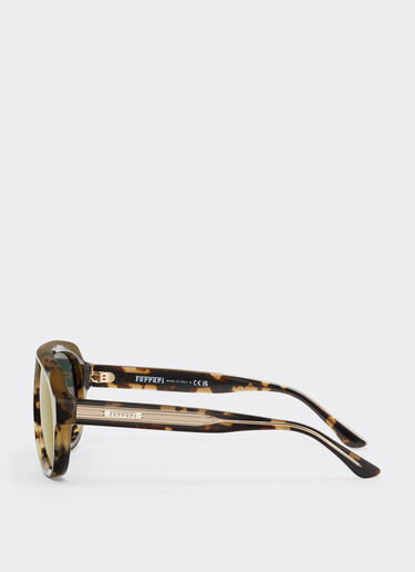 Ferrari 法拉利金色镜面绿色镜片玳瑁棕色醋酸纤维太阳镜 Tortoiseshell LA0EUf