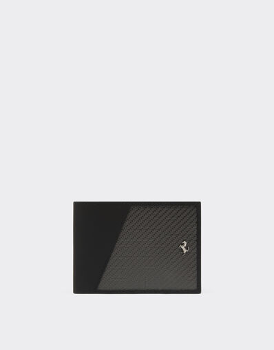 Ferrari Horizontal leather and carbon fiber wallet Black 20626f