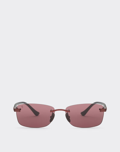 Ferrari Sunglasses in  shiny red titanium  and acetate with exclusive Ferrari Contrast Pro™ burgundy lenses Rosso Scuro LA0L8f