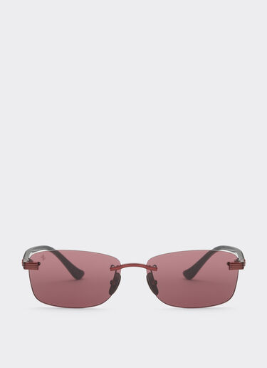 Ferrari Sunglasses in  shiny red titanium  and acetate with exclusive Ferrari Contrast Pro™ burgundy lenses Rosso Scuro LA0L8f