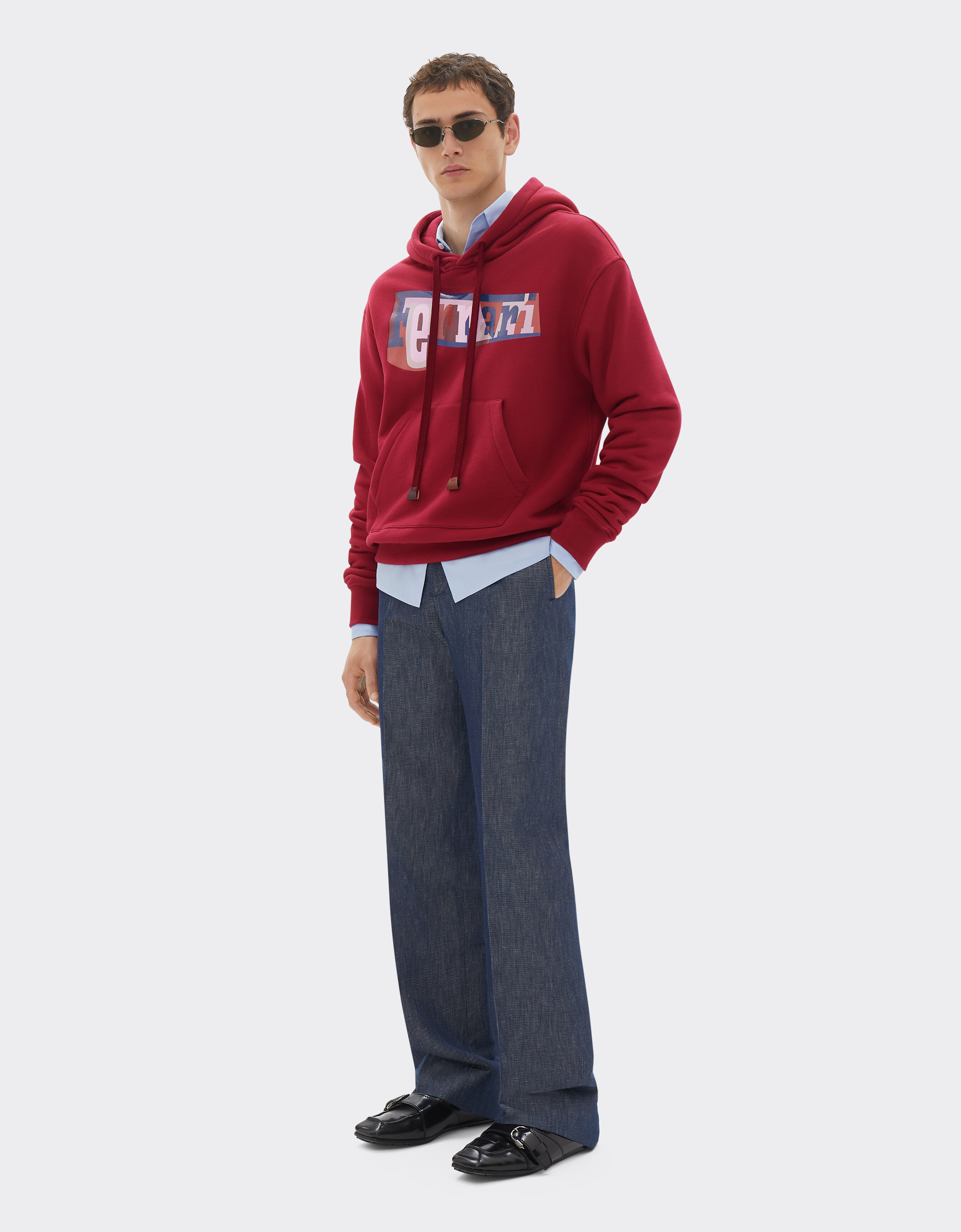 Ferrari Hoodie with color block logo print Cherry 22835f