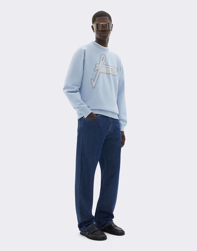 Ferrari Ferrari Embroidered Crew-neck Sweatshirt Powder Blue CJMSW0036JCO0046f