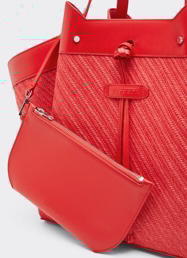 Ferrari Raffia and leather tote bag Rosso Dino 49110f