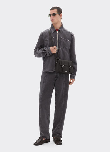 Ferrari Messenger bag in grenade leather Marrone Scuro 50583f