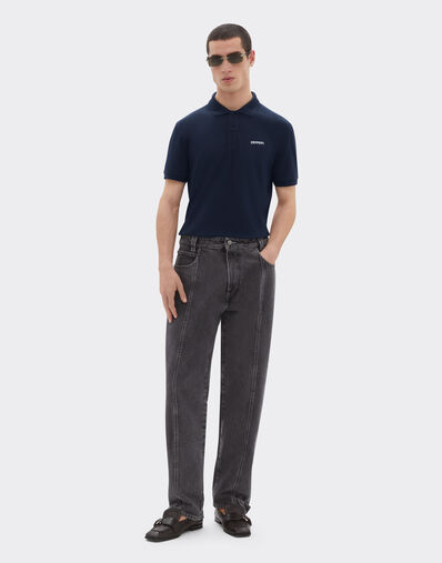 Ferrari Cotton polo shirt with Ferrari logo Navy 51058f