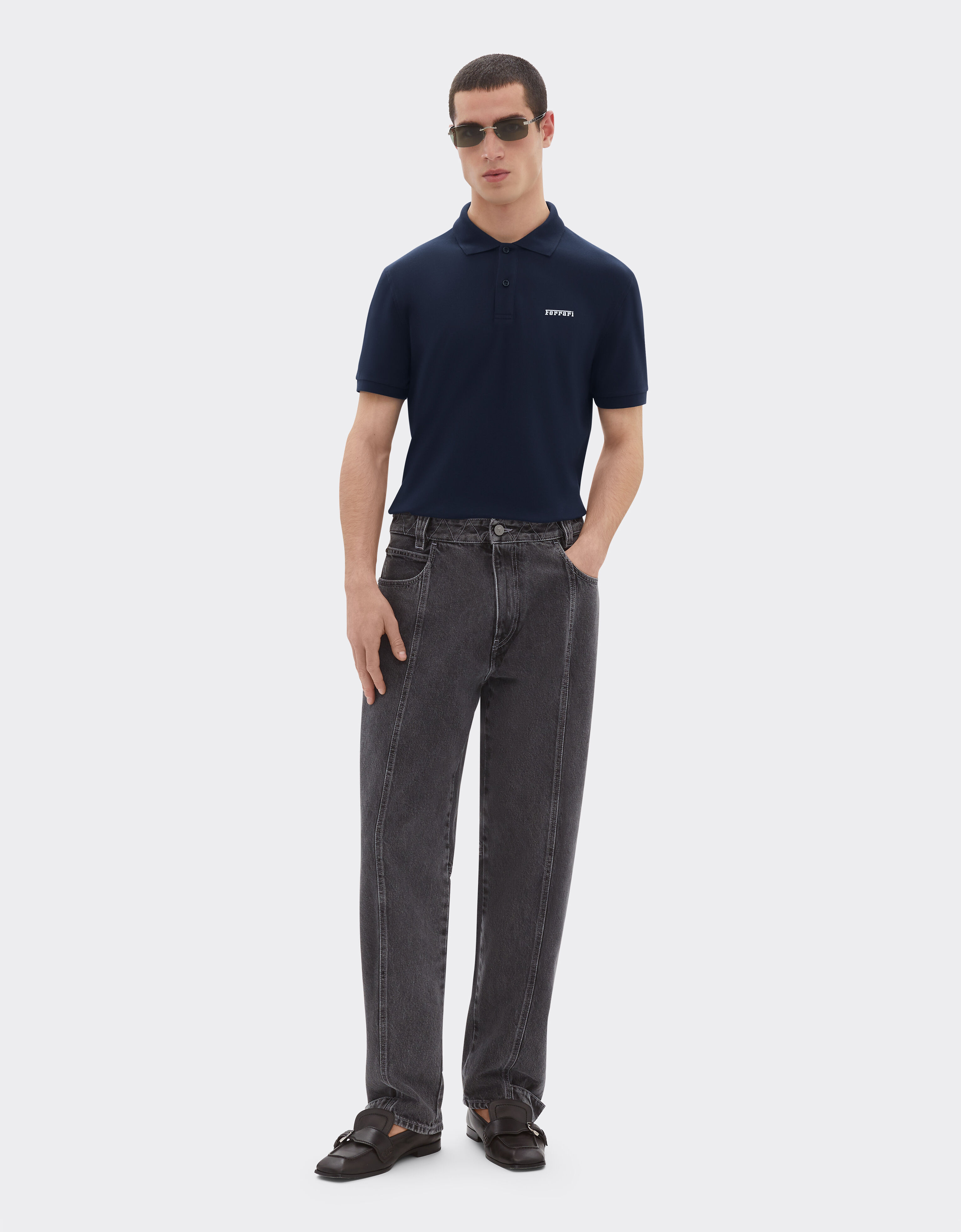 Ferrari Cotton polo shirt with Ferrari logo Navy 51058f