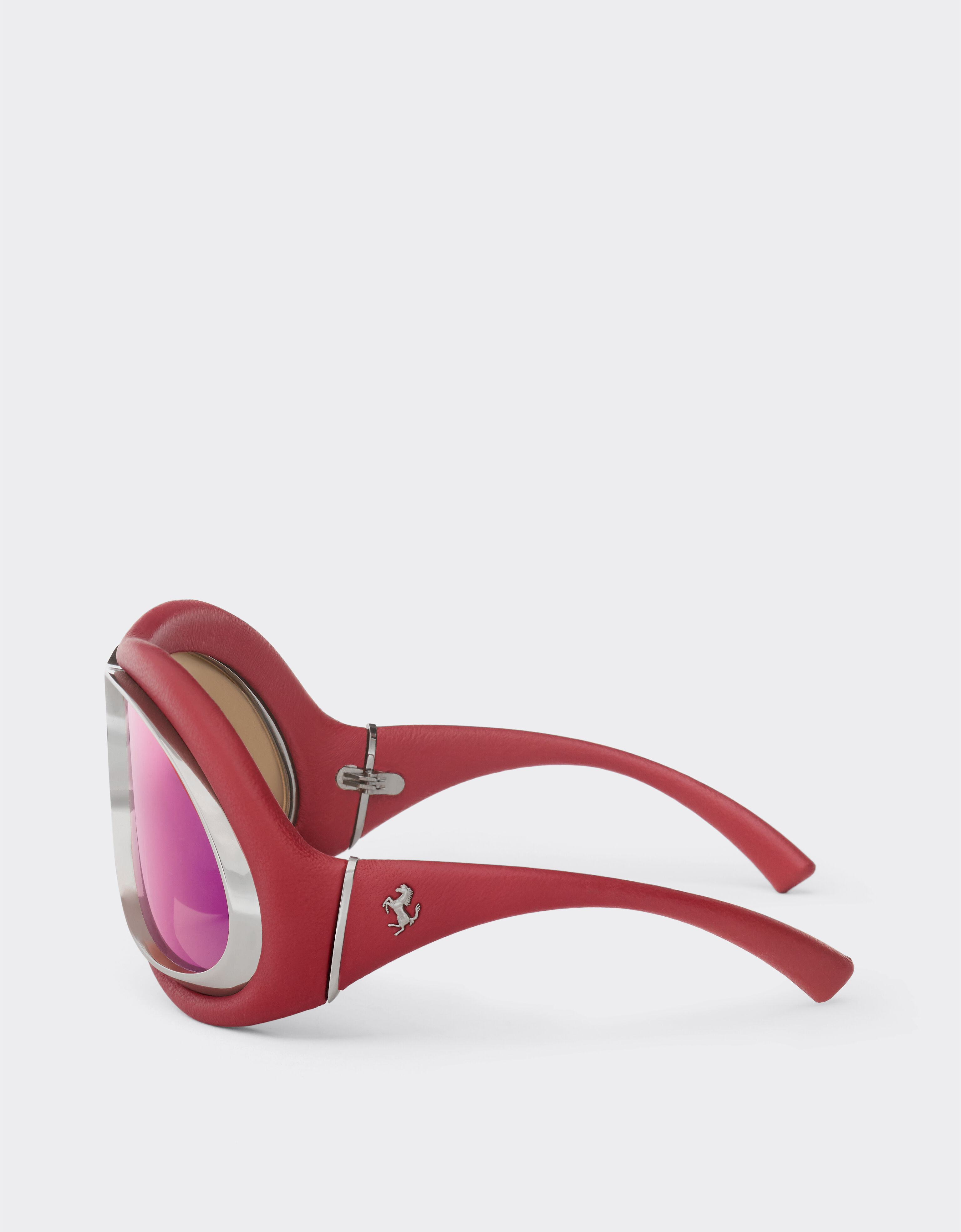 Ferrari 玫瑰金色镜面镜片红色皮革和枪灰色金属太阳镜 赛车红 LA01Lf