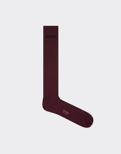Ferrari High socks in lisle with Ferrari logo Mahogany 22314f