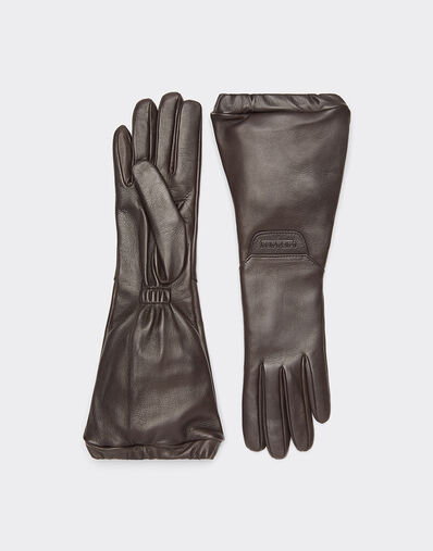 Ferrari Long Nappa leather driving gloves Dark brown 22712f