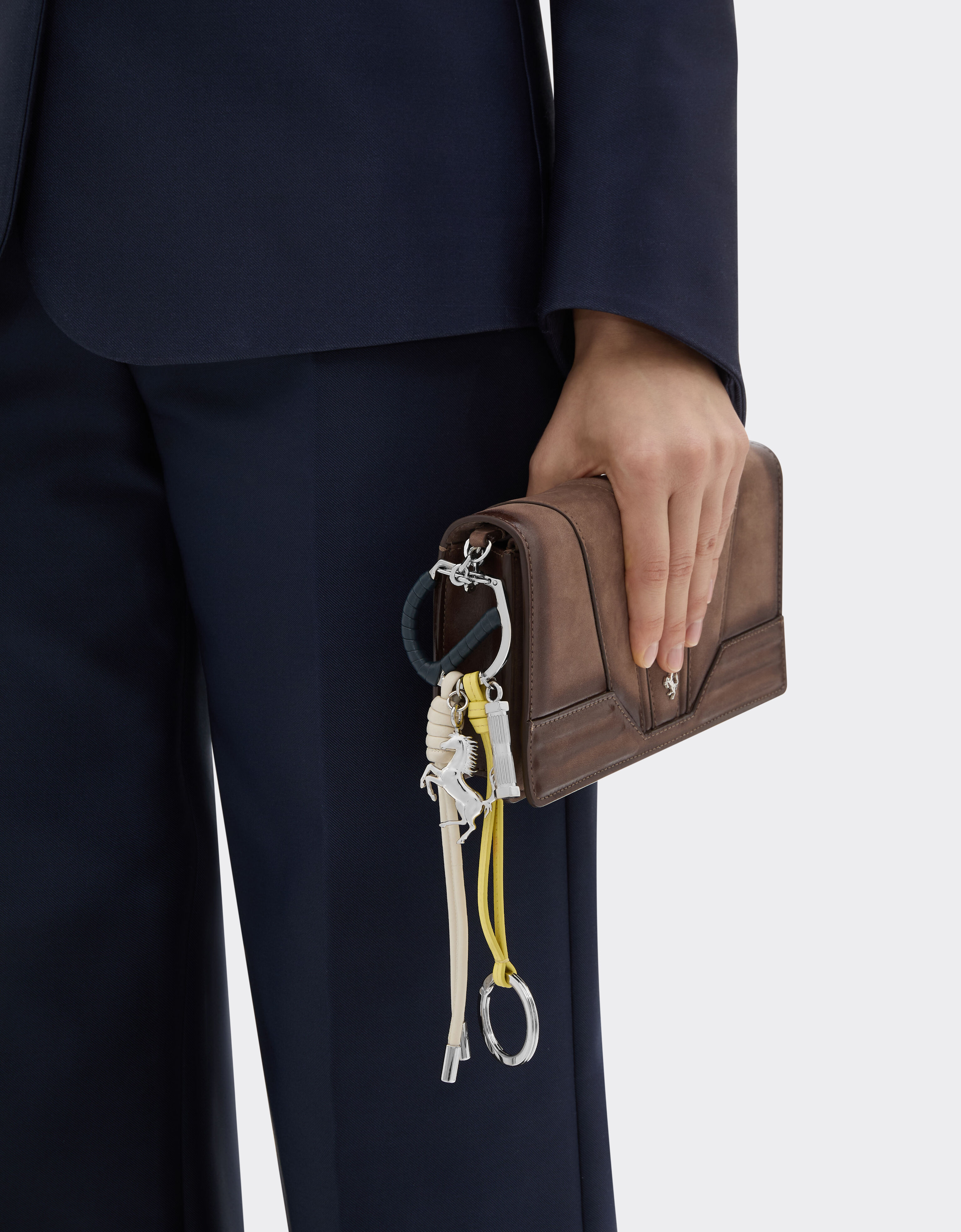 Ferrari Multicolored metal and leather keyring with charm Ultramarine 50011f