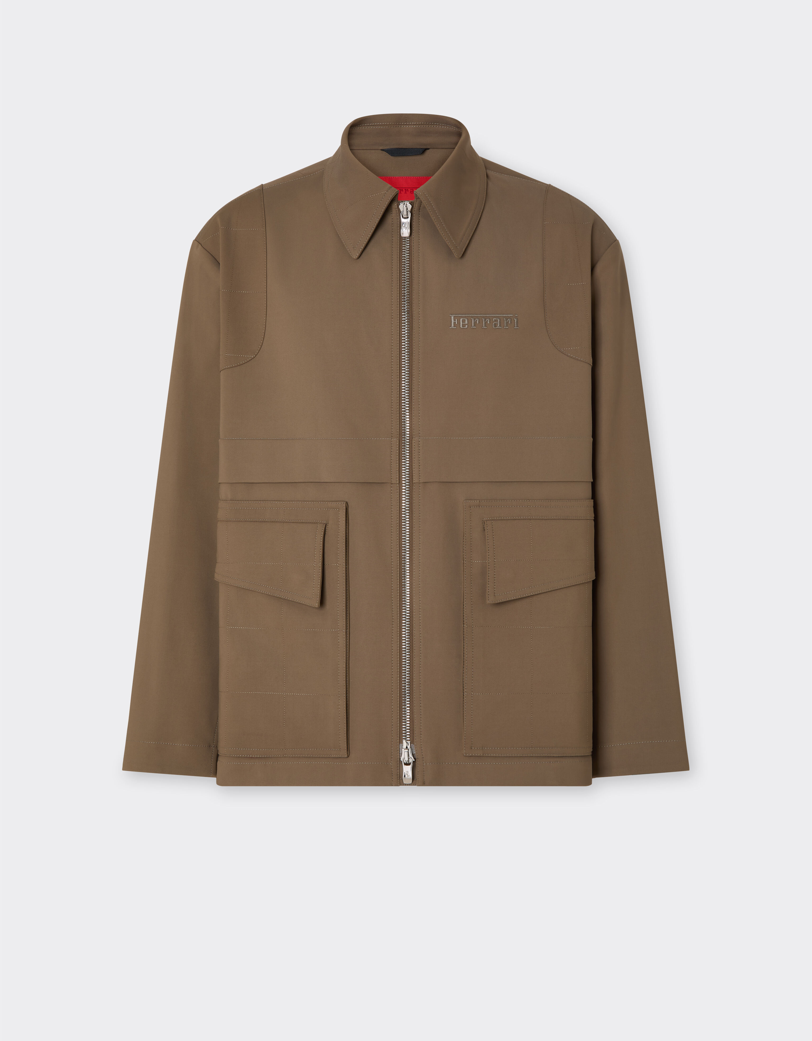 Ferrari 科技棉质海军大衣 Khaki Green 50988f