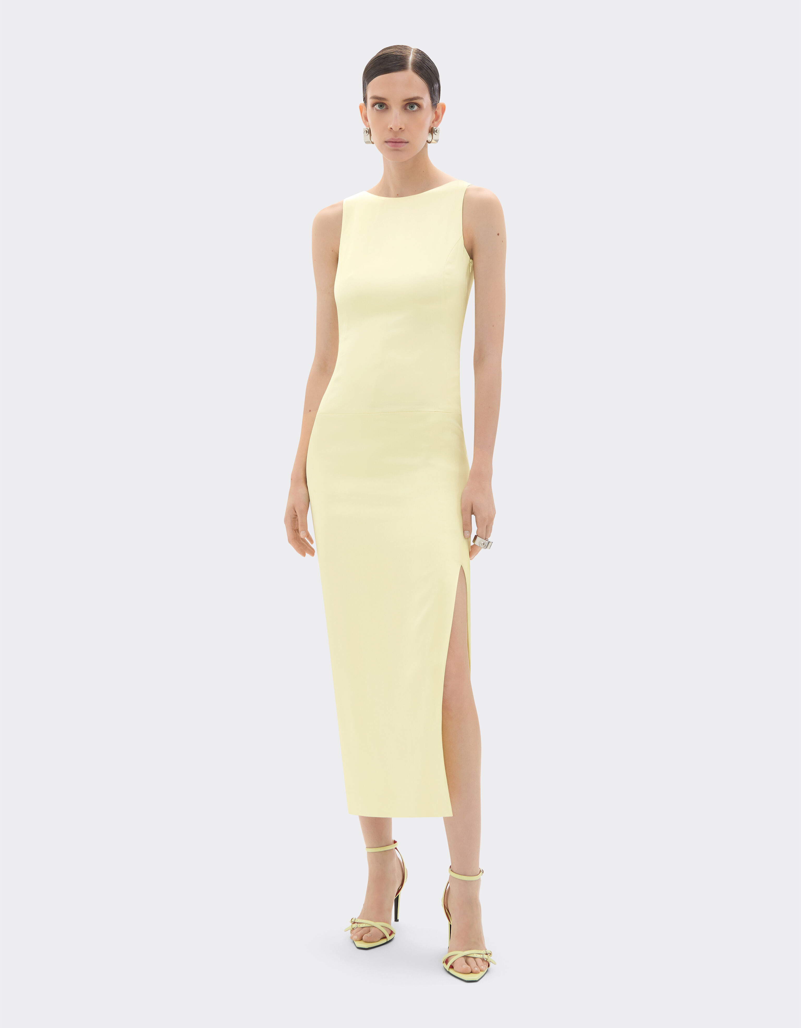 Long stretch satin dress Ferrari Long stretch satin dress Iris Yellow 49931f