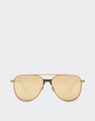 Ferrari Ferrari sunglasses in matte gold titanium and acetate with transparent yellow-gold mirrored lenses Oro LA0KSf