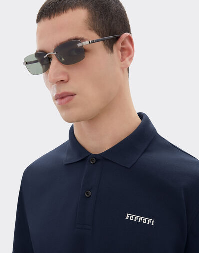 Ferrari Cotton polo shirt with Ferrari logo Navy 51058f